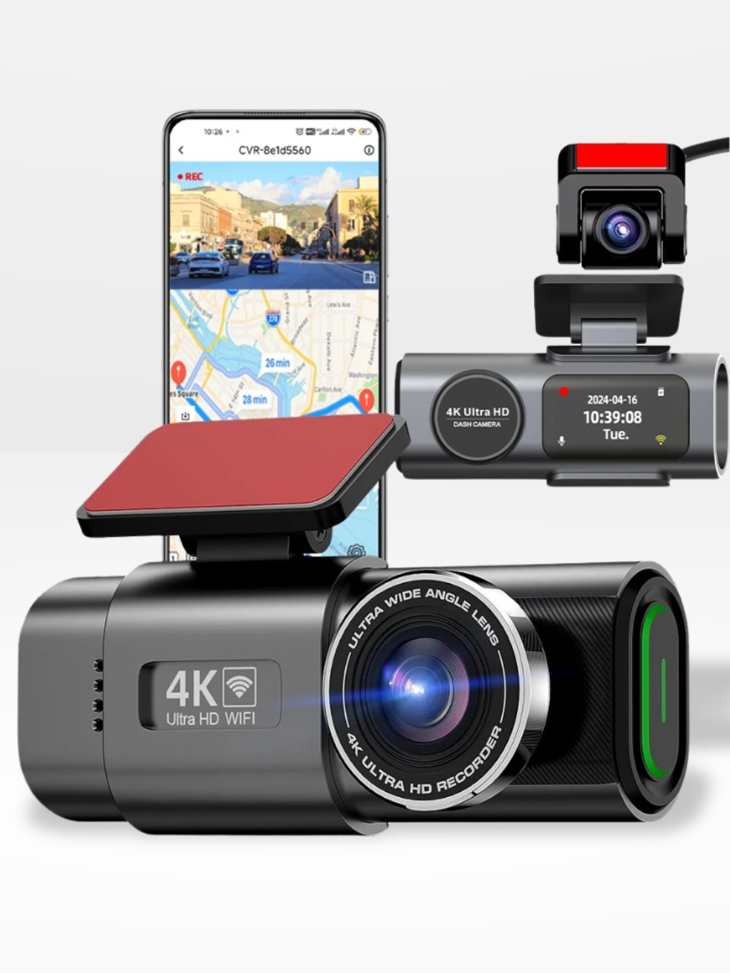 Caméra de Voiture 4k Wifi GPS + Carte SD 32 GO Offerte